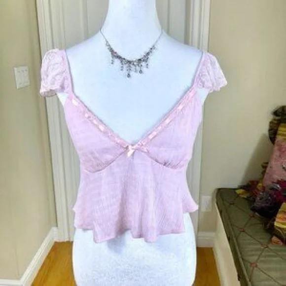 PacSun Light Pink Ruffle Sleeve Blouse - Picture 1 of 4